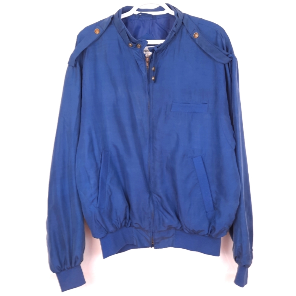 Vintage Silk Bomber sz L Blue